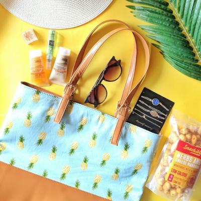 Pineapple - Tan Beach Bag